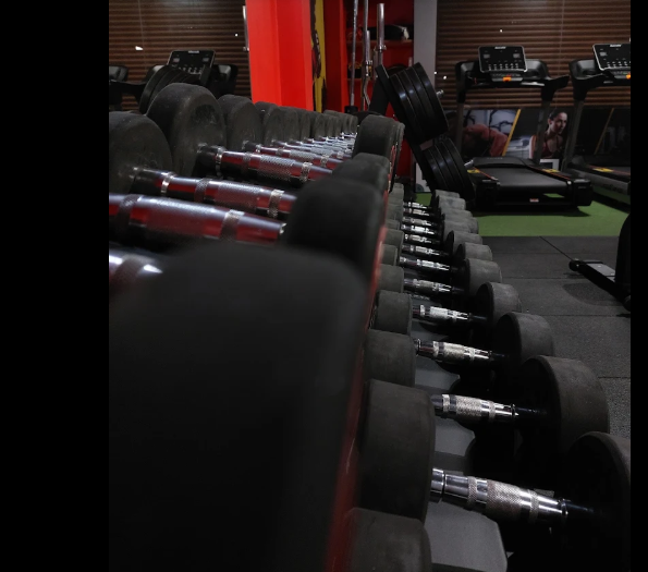 Dumbbell rack at Aayush Fitness